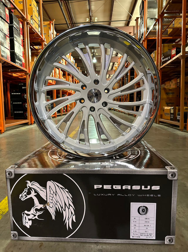 Pegasus 24 inch wheel White Milling Spokes Chrome SSL