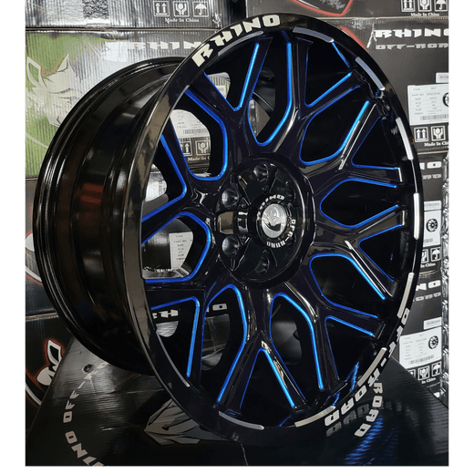 20x10 Off-Road Wheel Rim Blue Milling Milling Window - Rhino Predator