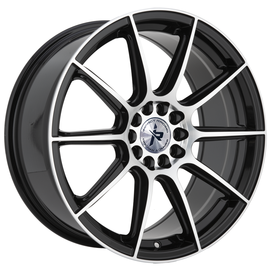 Impact Racing 17X7.5 Wheel |5X100/114.3 PCD |38mm Offset |73.1mm CB Gloss black with Machined face Rims