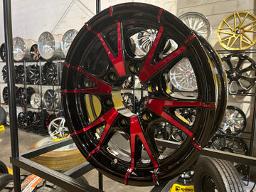 15x6 Trailer Wheel 6 Lug (6x5.5) Aluminum Black & Red — Rhino CW516 — TireGuru item CW516BR6