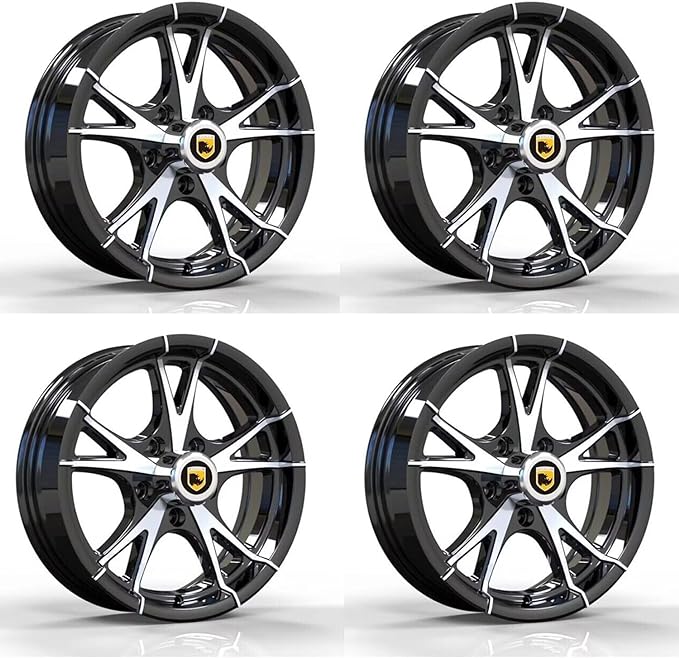 SET OF 4 CW514 RHINO ALUMINUM BLACK MACHINED FACE 14X5.5 5X4.5 5 LUG TRAILER RV WHEEL