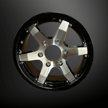 15x6 Trailer Wheel 6 Lug (6x5.5) Aluminum Black Machined — Rhino Classic 601
