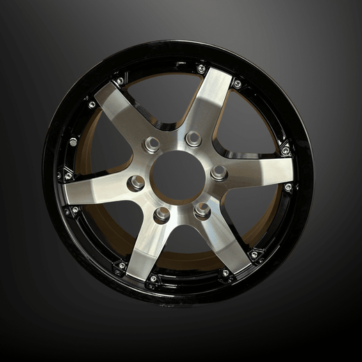 15x6 Trailer Wheel 6 Lug (6x5.5) Aluminum Black Machined - Rhino Classic 601