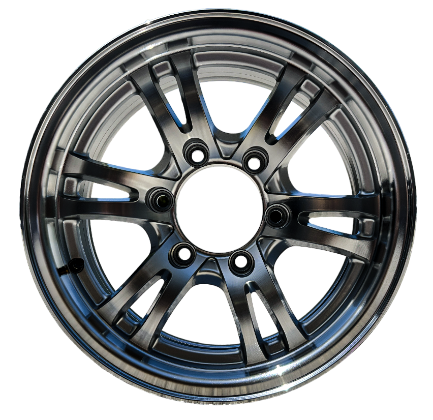 SILVER MACHINE FACED 15X6, 6X5.5 SUJA SMF Aluminum Trailer Wheel