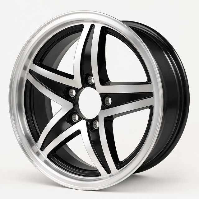 15x5 Trailer Wheel 5 Lug (5x4.5) Black Machined — SULY