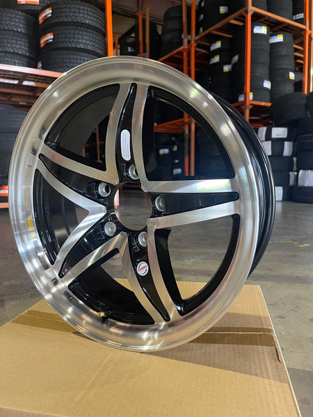 15x5 Trailer Wheel 5 Lug (5x4.5) Black Machined — SULY — TireGuru item SULY1505005BMF