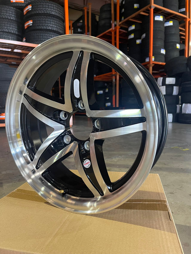 15x5 Trailer Wheel 5 Lug (5x4.5) Black Machined — SULY — TireGuru item SULY1505005BMF