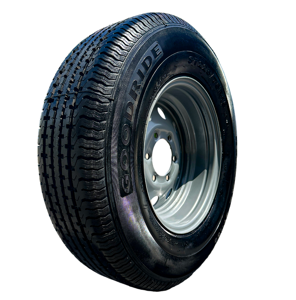 GOODRIDE ST100 225/75R15 10PR Trailer Tires on Rim 15X6 Silver Modular