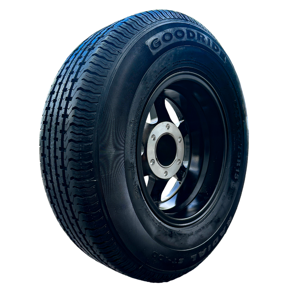 GOODRIDE ST100 225/75R15 10PR Trailer Tires on Classic 601 BMF 6Lug Aluminum Wheel