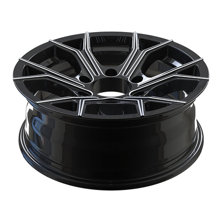 SET OF 4 CW617 16X6, 6X5.5 6-LUG RHINO Aluminum Trailer wheel, Black Machined Face