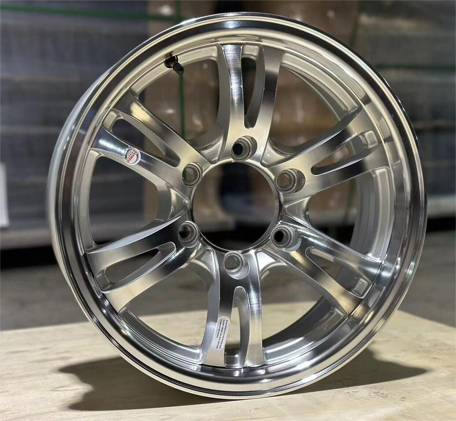 16x6 Trailer Wheel 6 Lug (6x5.5) Aluminum Silver Machined — SUJA
