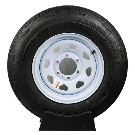 SET OF 4 WESTLAKE ST100 ST225/75R15 117/112M E Trailer Tire on 6Lug White Spoke Wheel